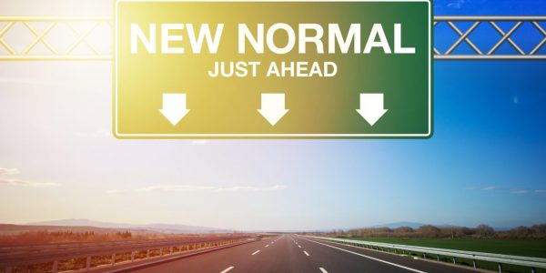 New Normal After Coronavirus. New normal road sign. Horizontal composition with copy space. Global Health and COVID-19 pandemic concept.