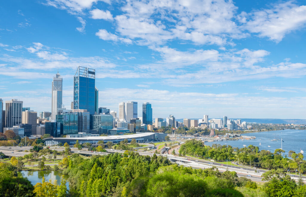 skyline of Perth with city central business district at the noon